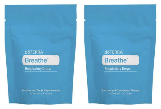 doTERRA Breathe frente del paquete mostrando diseño y cantidad en frascos