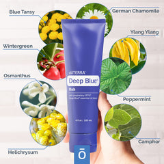 doTERRA Deep Blue Rub aplicándose en cuello, masaje que ayuda a restaurar comodidad después de esfuerzo