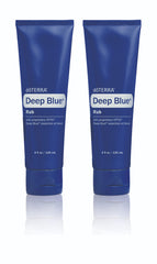 doTERRA Deep Blue Rub frente del envase mostrando el pack de 2, útil para mantener suministro