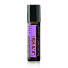 doTERRA Lavender Touch roll-on frontal, práctica aplicación y aroma relajante