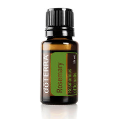 doTERRA aceite esencial de romero frasco 15 mL mostrando etiqueta y aroma vigorizante