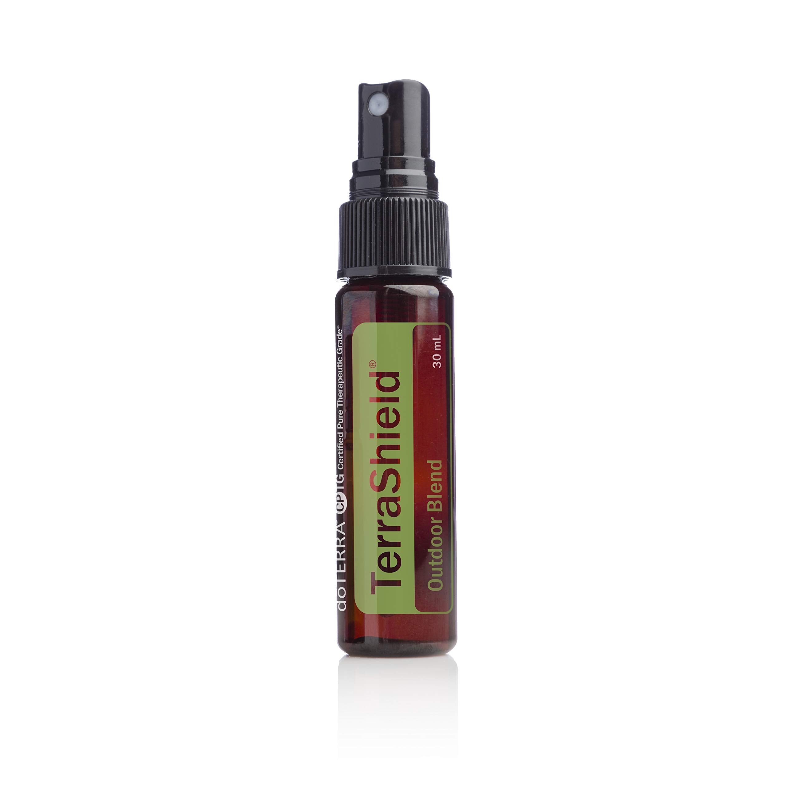 doTERRA Terrashield botella frontal mostrando protección natural portátil