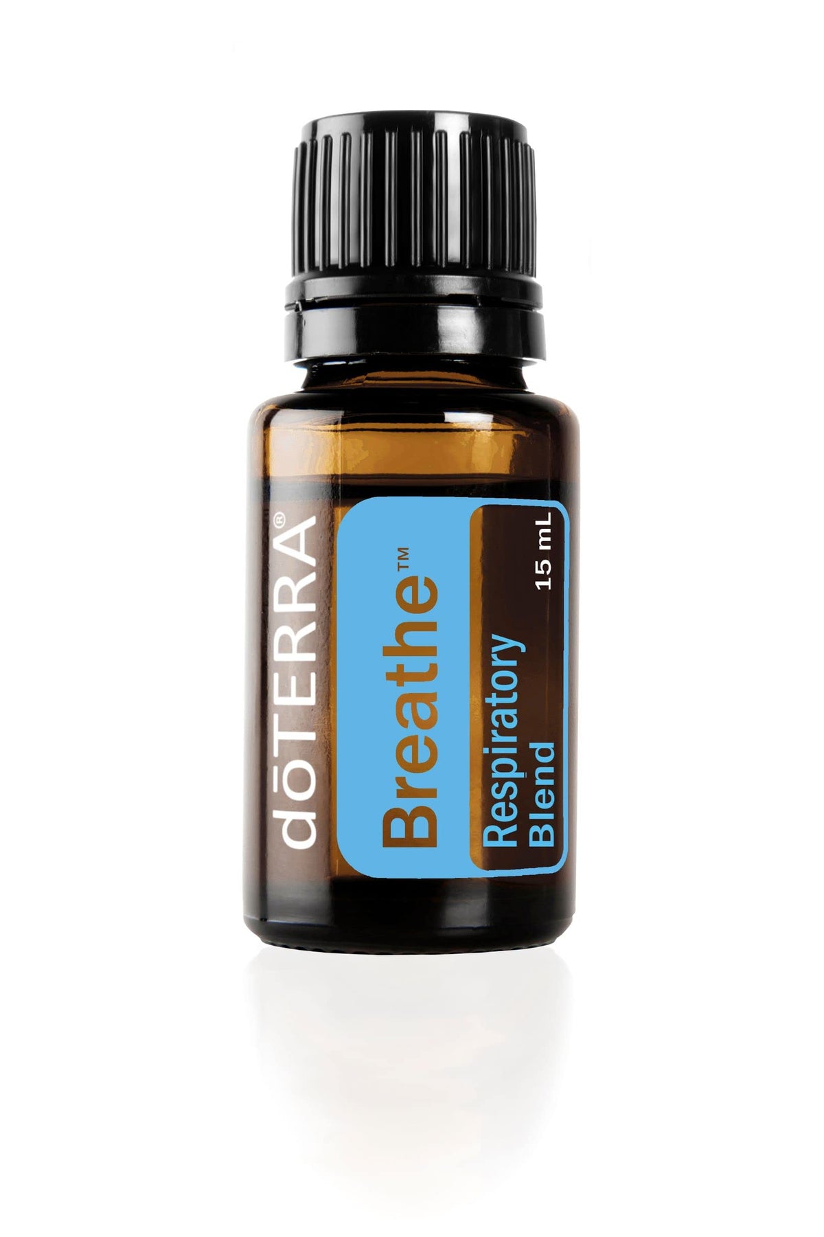 doTERRA Breathe frasco frontal mostrando etiqueta y tamaño práctico