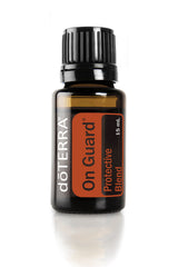 doTERRA On Guard frasco frontal mostrando etiqueta y tamaño
