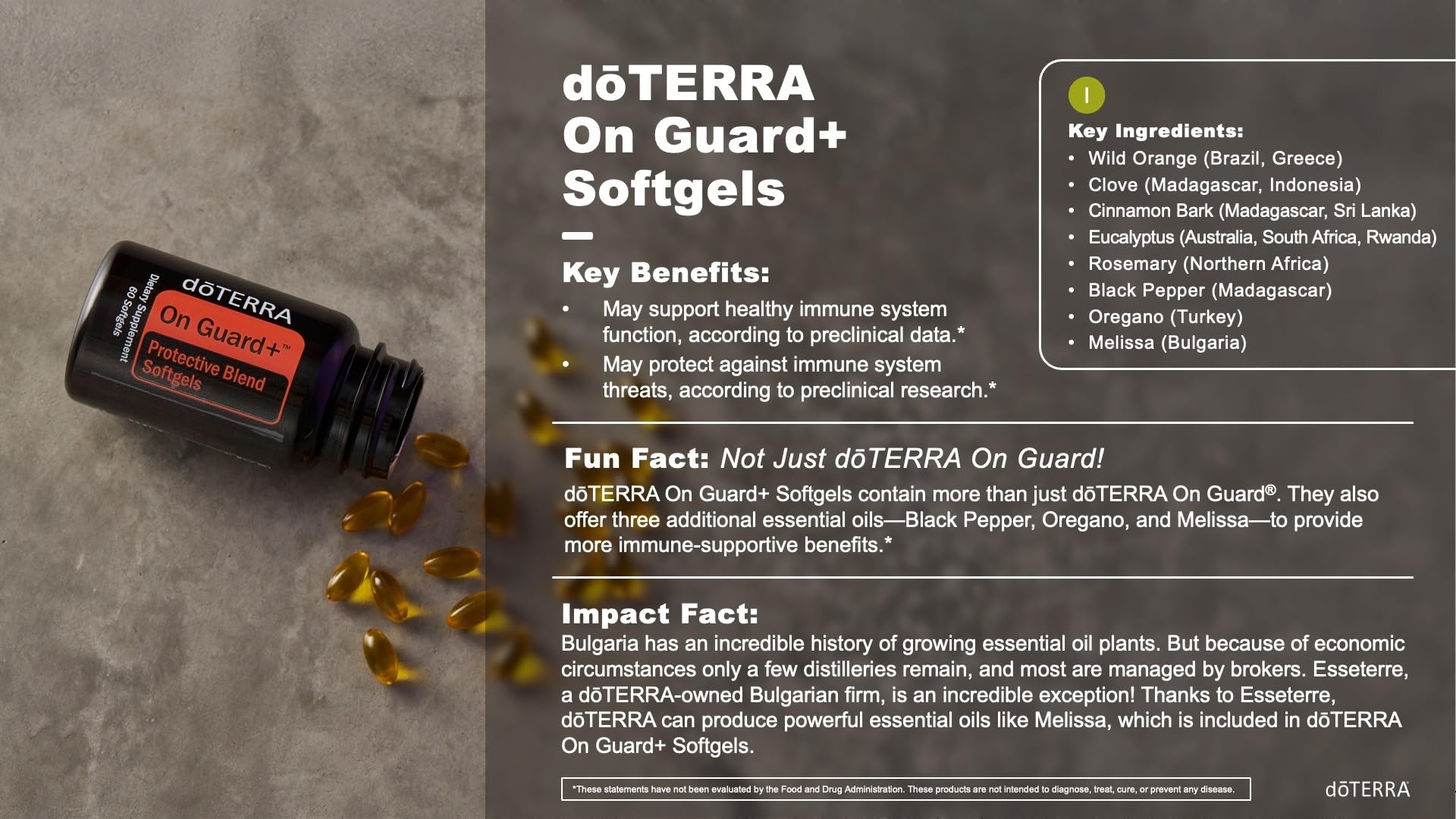 doTERRA cápsulas On Guard+ vista cercana para apreciar tamaño y facilidad