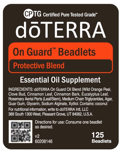 doTERRA comparación de tamaño del envase y beadlets para referencia de uso