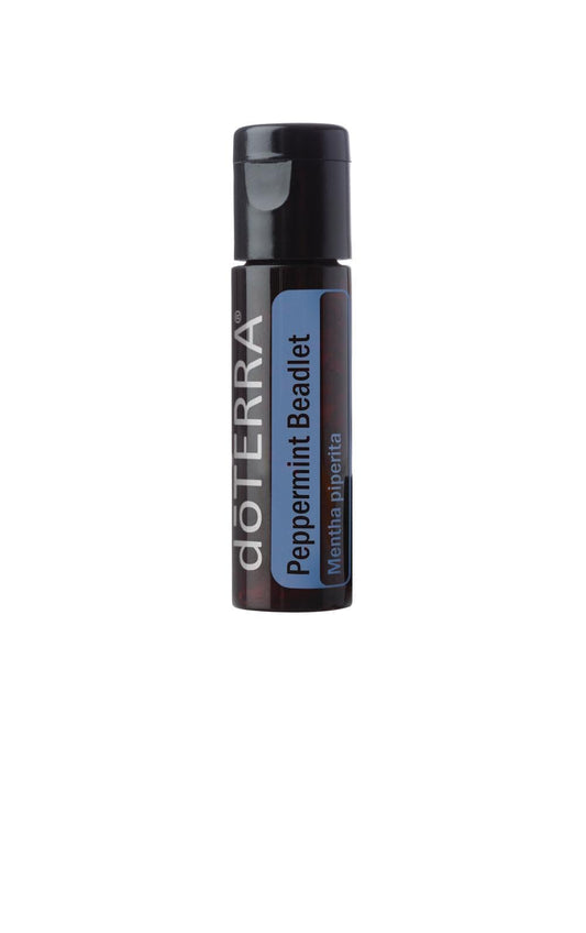 doTERRA frasco frontal con 125 beadlets mostrando diseño y portabilidad