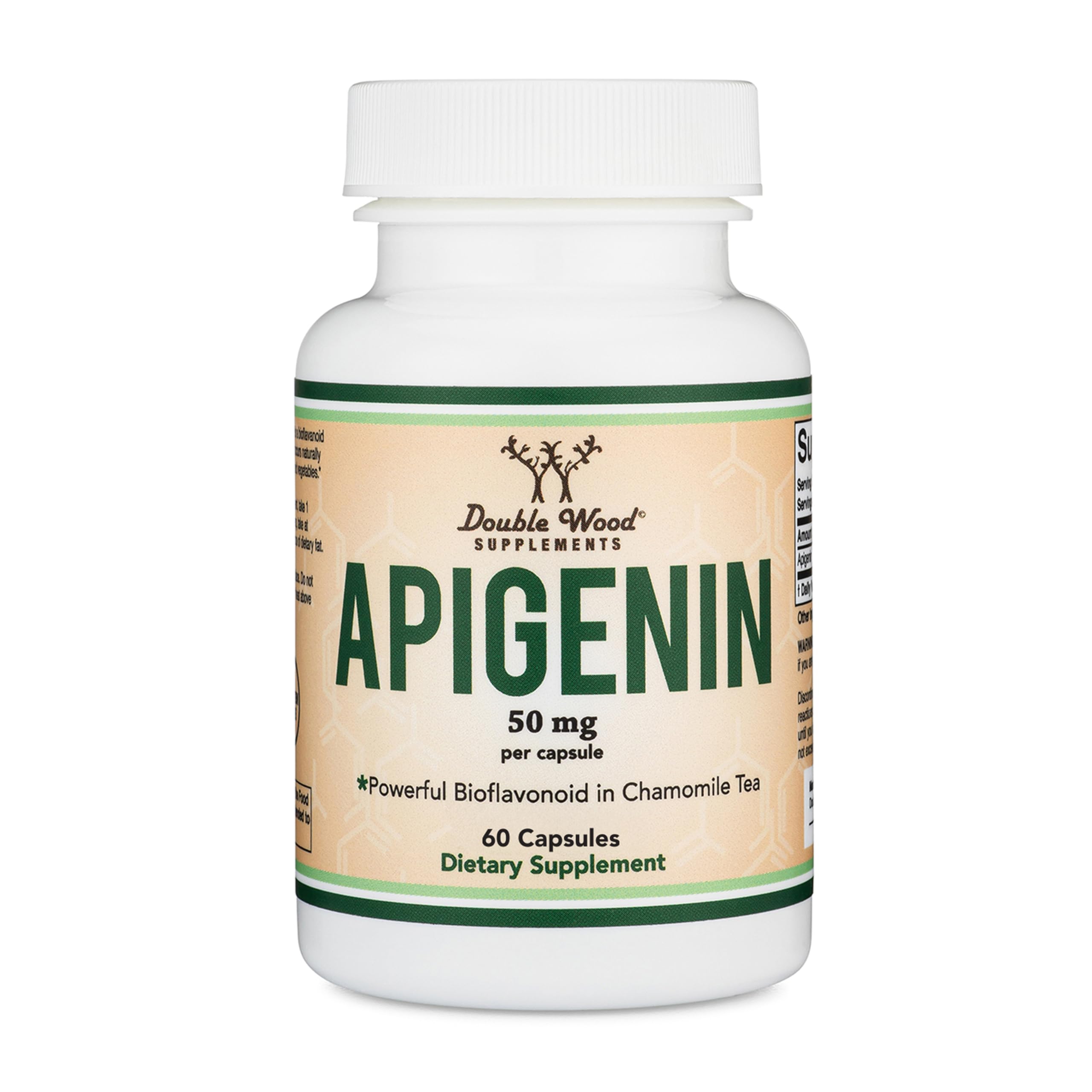 Double Wood apigenin vista frontal del envase con beneficio relajación