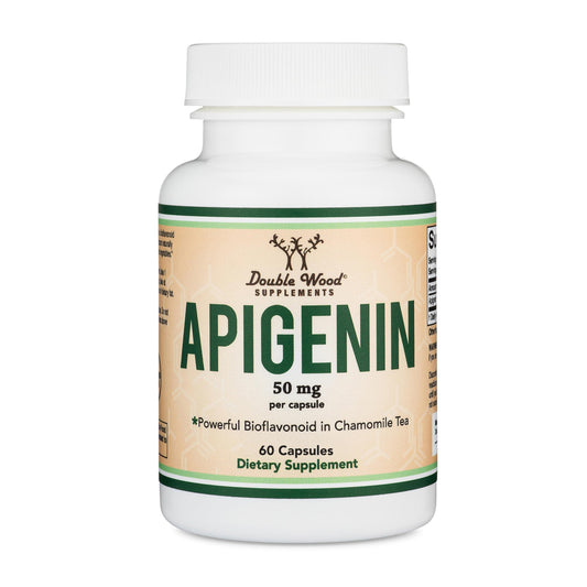 Double Wood apigenin vista frontal del envase con beneficio relajación
