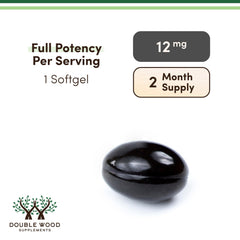 Etiqueta del producto Double Wood con información de 12 mg y pruebas de terceros