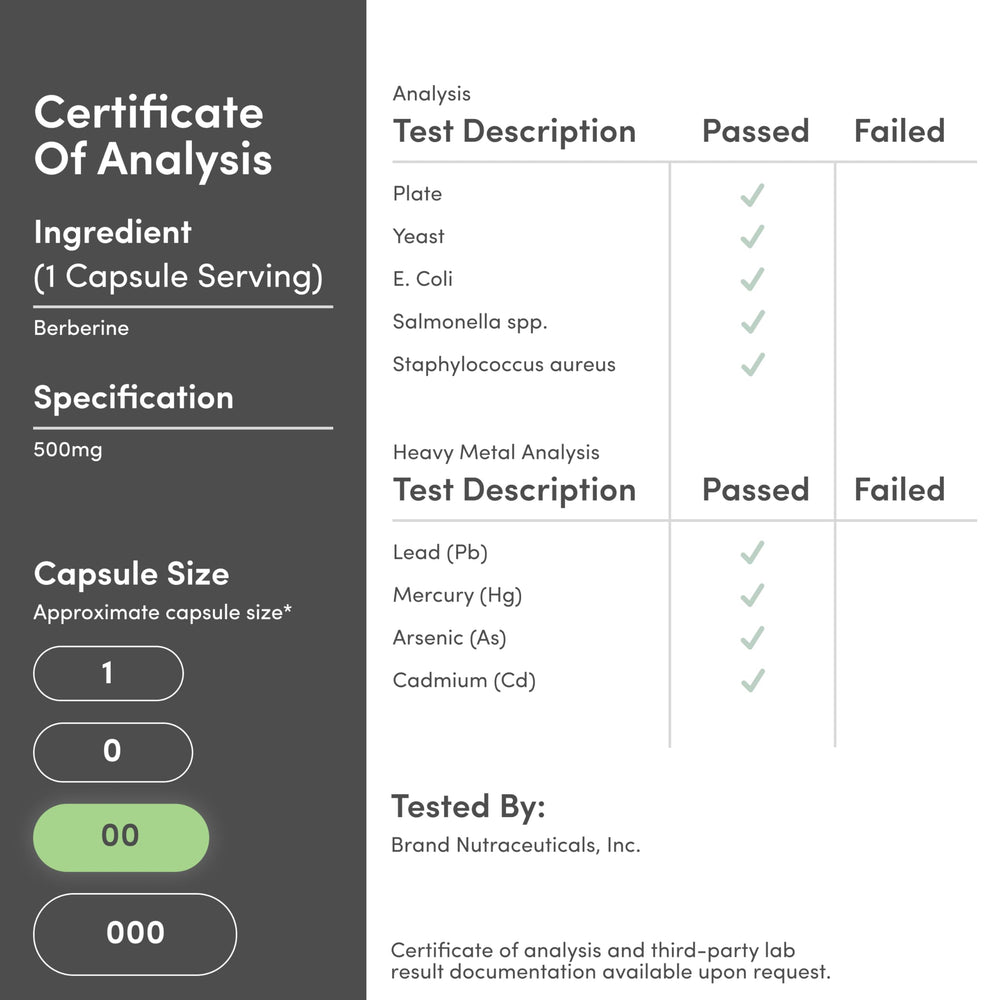 Double Wood etiqueta con datos de pureza, 97% y pruebas de calidad