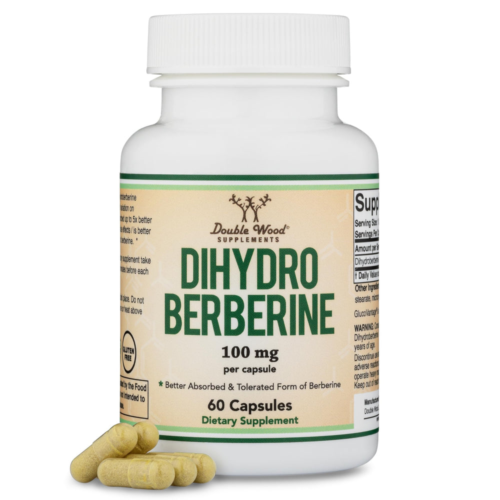 Double Wood botella frontal de Dihydroberberine con diseño y ventaja de absorción