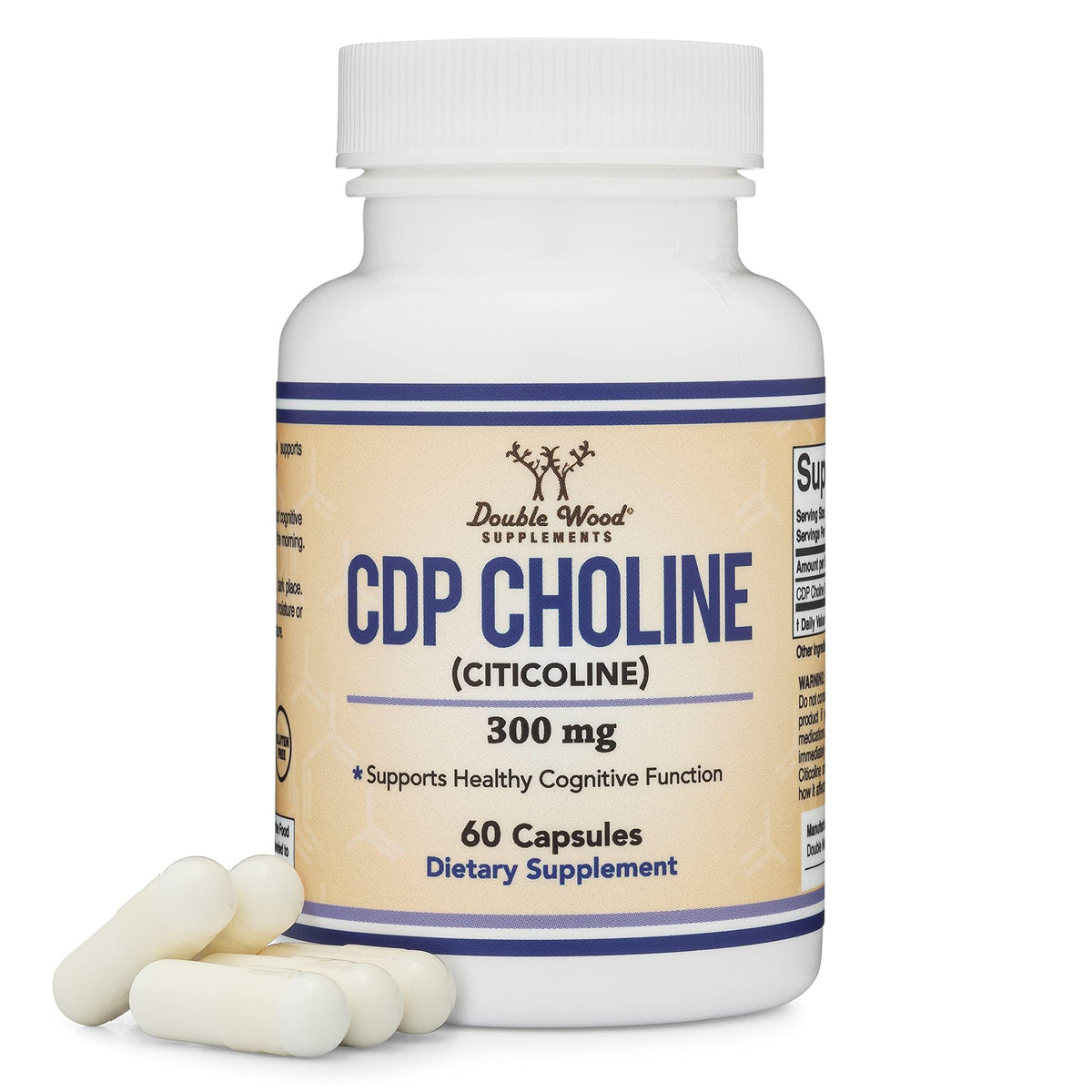 Double Wood CDP Choline frente del envase mostrando el etiquetado y beneficios