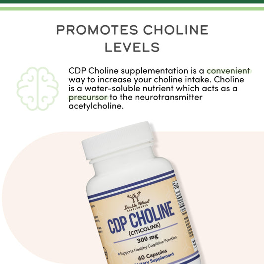 Detalle de cápsula de Double Wood CDP Choline para apreciar textura y tamaño