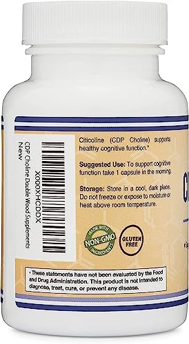 Frasco de Double Wood CDP Choline en mesa de estudio para mejorar concentración