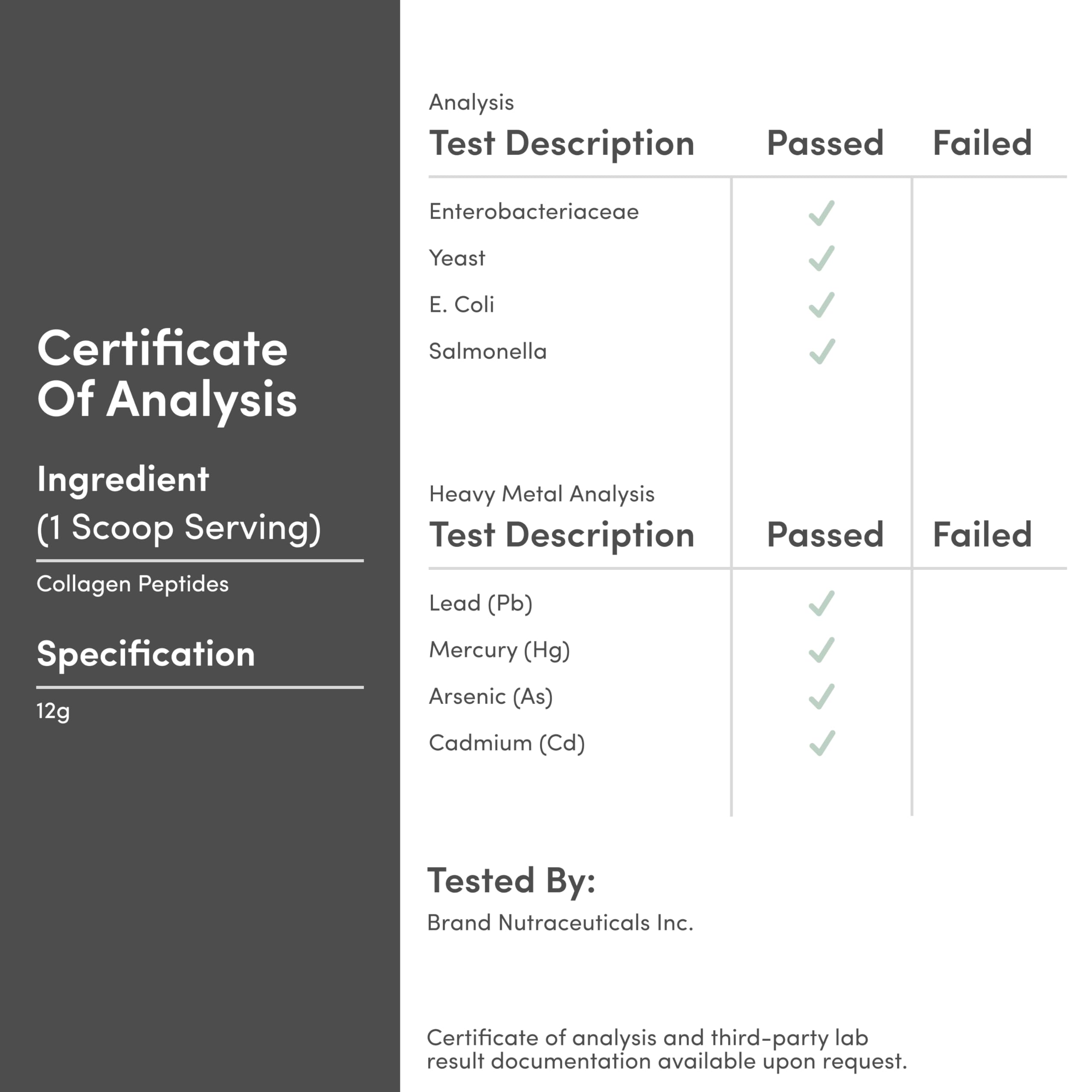 Double Wood etiqueta con certificaciones de pruebas de terceros y trazabilidad