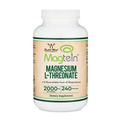 Double Wood frasco frontal Magtein mostrando etiqueta clara y beneficios
