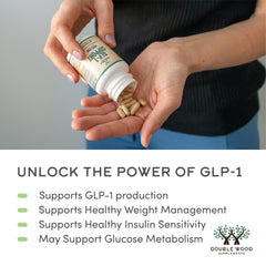 Etiqueta clara de Double Wood GLP-1 con ingredientes estandarizados