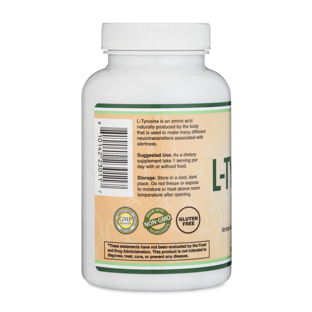 Double Wood L‑Tyrosine en escritorio apoyando concentración productiva