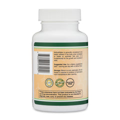 Double Wood Supplements frasco en mano para comparar tamaño y porciones