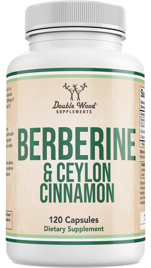 Botella de Double Wood Berberina con canela Ceilan para apoyo del metabolismo.