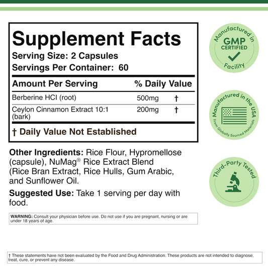 Capsulas de Double Wood Berberina para uso diario y apoyo metabolico.