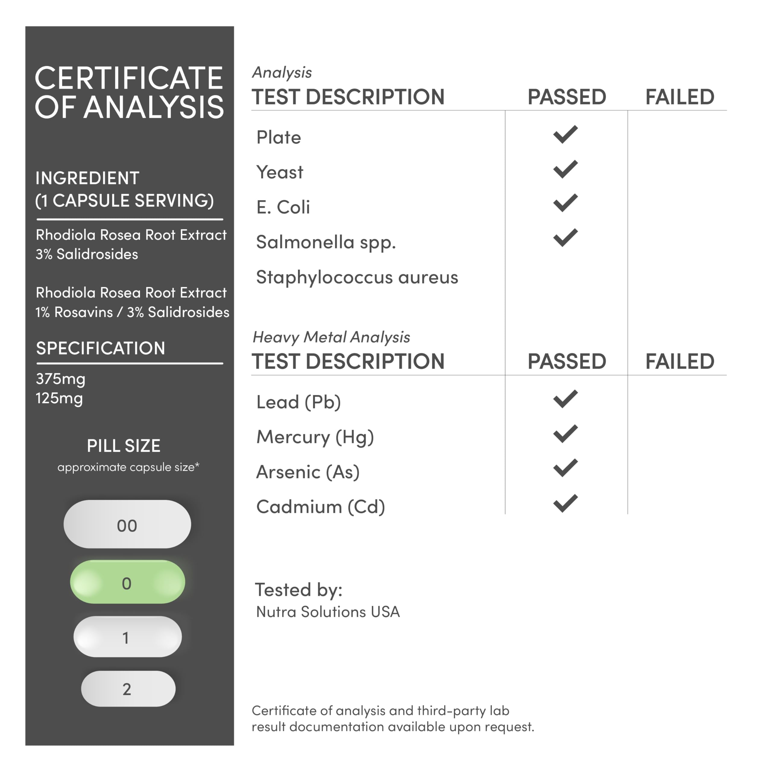 Envase de Double Wood Rhodiola Rosea con sello de terceros para confianza
