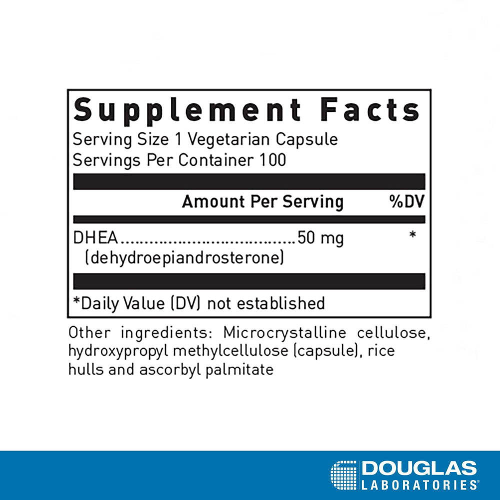 Douglas Laboratories etiqueta en detalle mostrando dosis y texto informativo