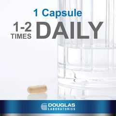Polvo y cápsula abiertas del B-Complex Douglas Laboratories mostrando consistencia y pureza