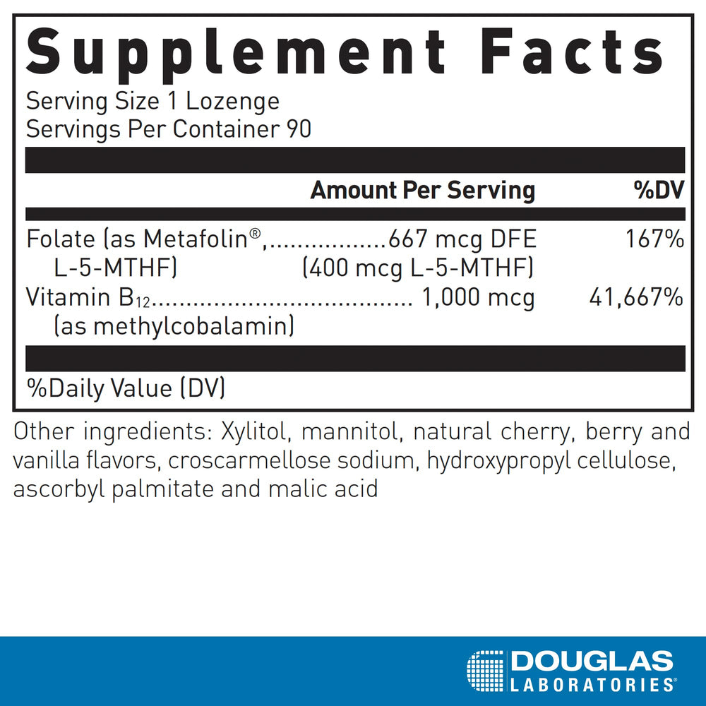 Douglas Laboratories etiqueta legible con información de ingredientes