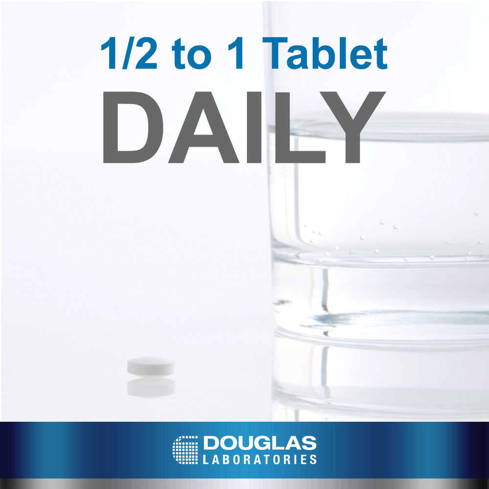 Douglas Laboratories primer plano de una tableta de Pregnenolone con textura visible para identificación