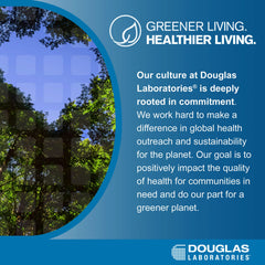 Douglas Laboratories etiqueta con lista de ingredientes y garantías de calidad