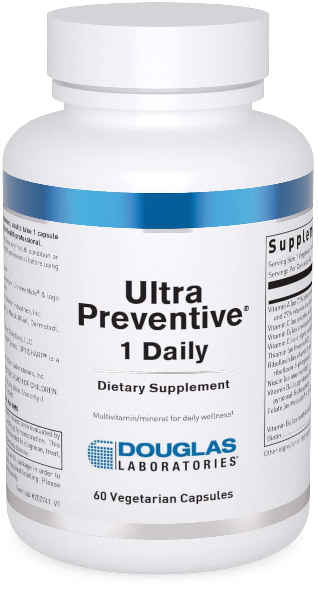 Douglas Laboratories frasco frontal mostrando el producto y beneficios diarios