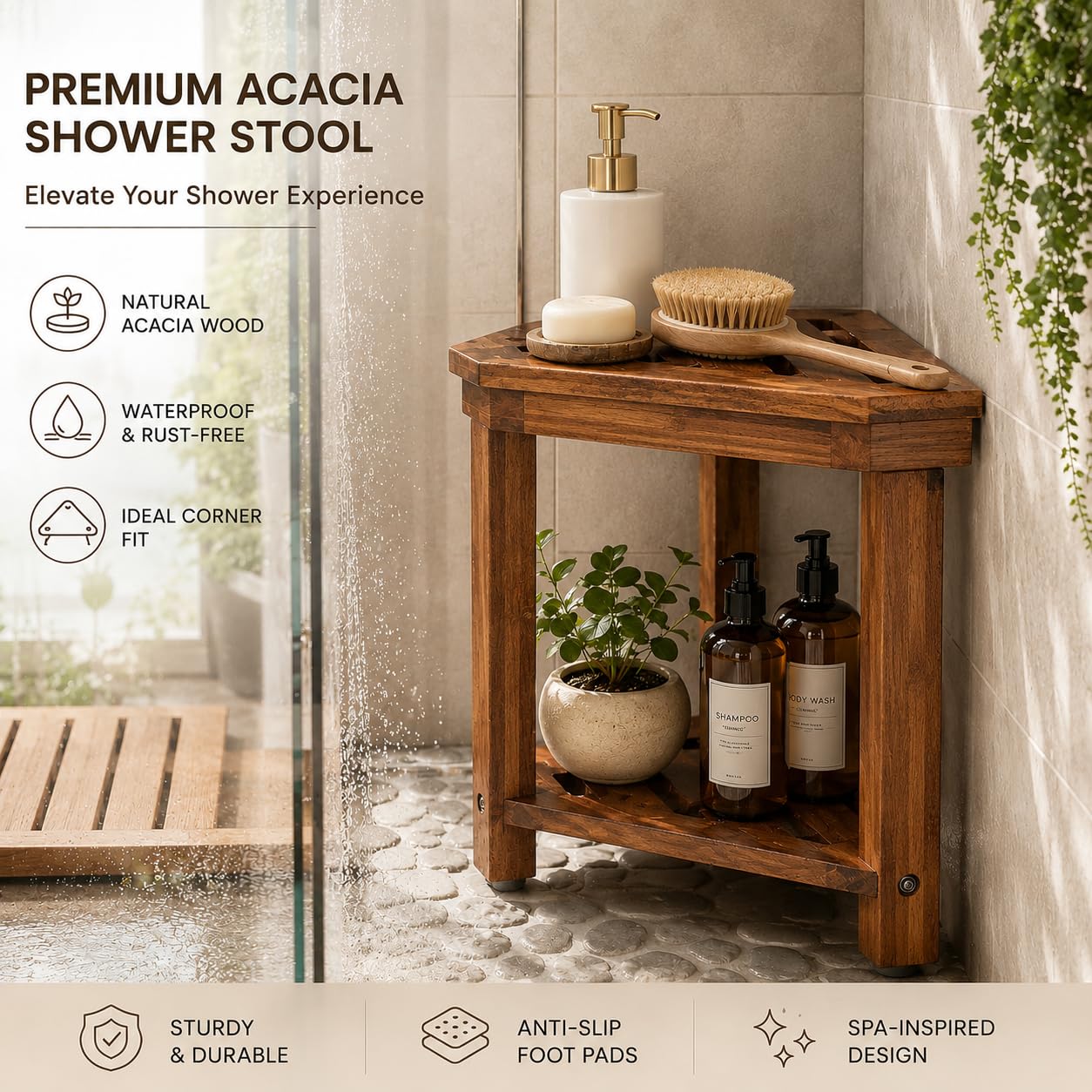 Dozesheep textura de madera de acacia con acabado protector y aspecto duradero