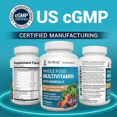 Dr. Berg Nutritionals cápsulas dentro de la botella que muestran cantidad y presentación