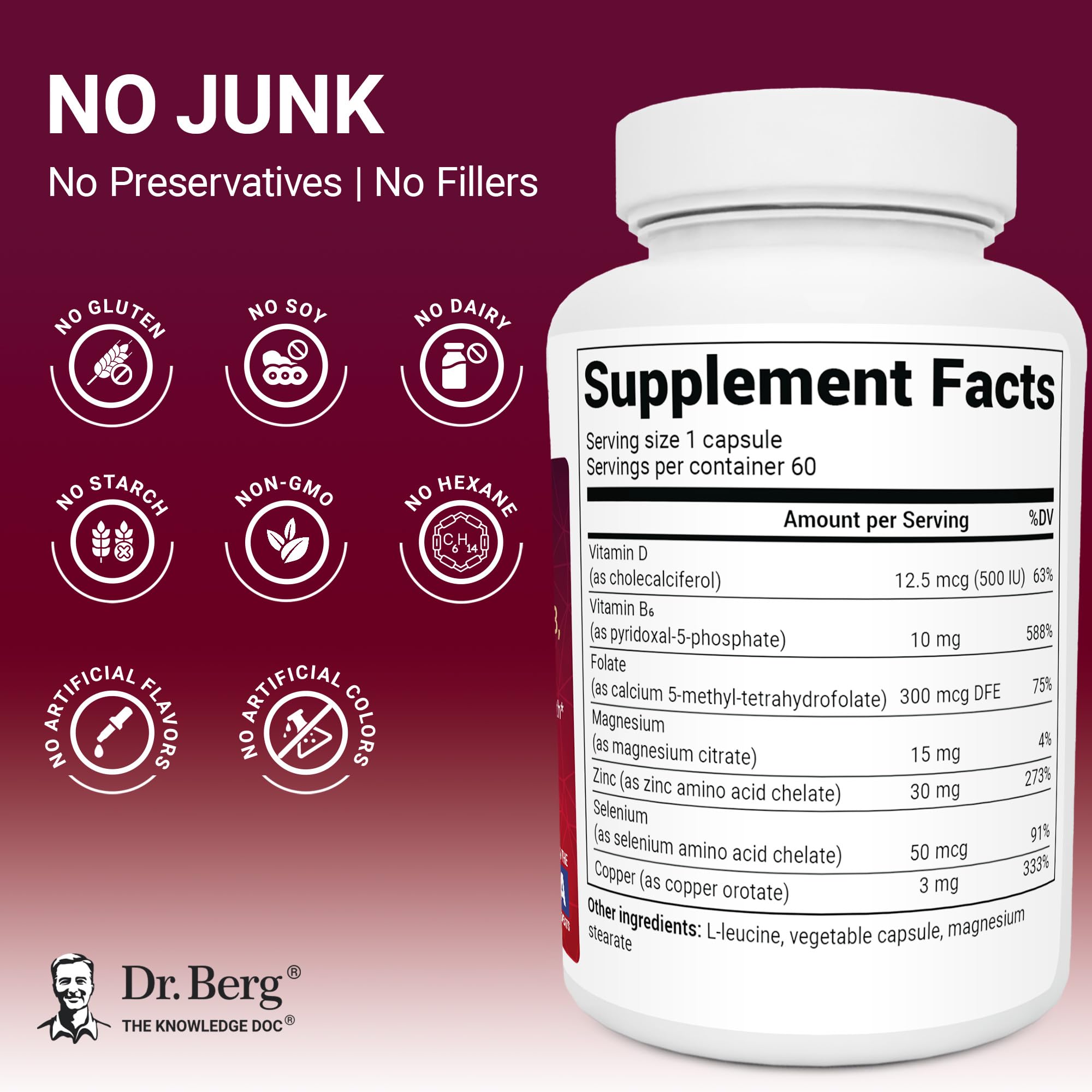 Dr. Berg Nutritionals cápsulas en mano mostrando dosificación cómoda