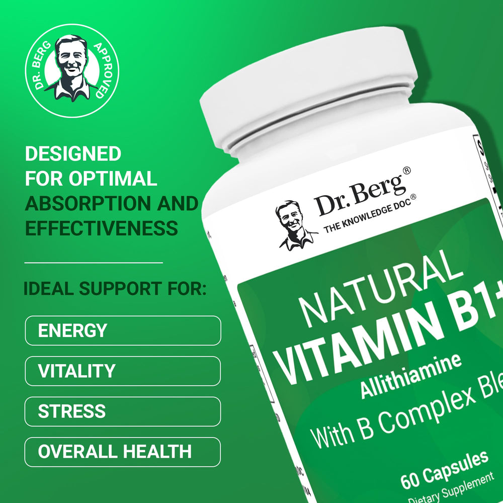 Dr. Berg etiqueta ampliada con ingredientes y dosis visibles para confianza