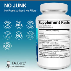 Dr. Berg frasco abierto con 60 softgels listos para tomar