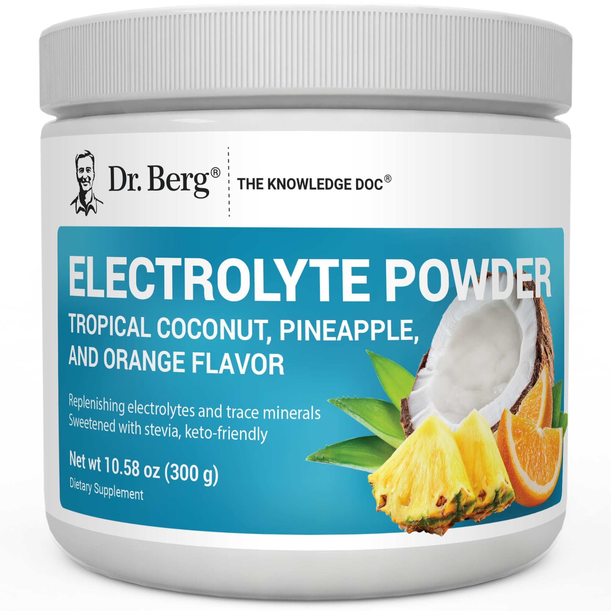 Dr. Berg envase frontal mostrando 50 porciones y nombre del producto