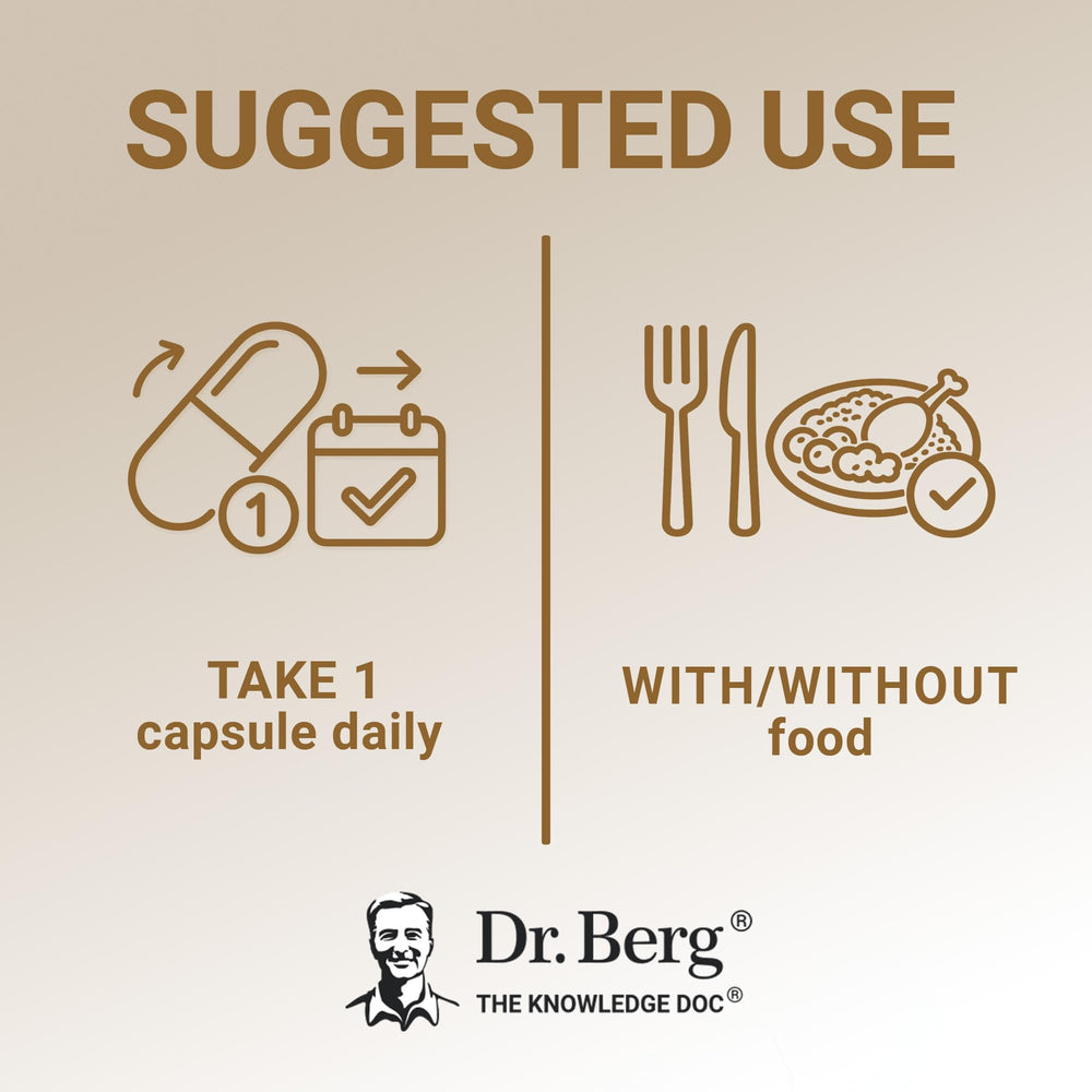 Dr. Berg Nutritionals frasco sobre mesa de desayuno mostrando uso diario