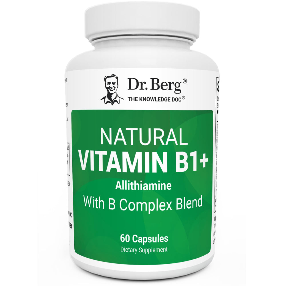 Dr. Berg envase frontal del complejo B muestra la marca y tamaño