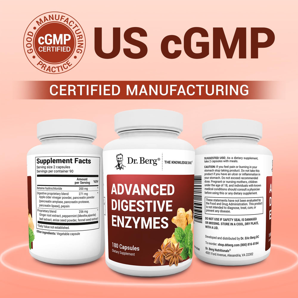 Dr. Berg ingredientes con vinagre de manzana representados para apoyo digestivo