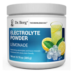 Dr. Berg envase frontal mostrando 50 porciones y sabor limonada
