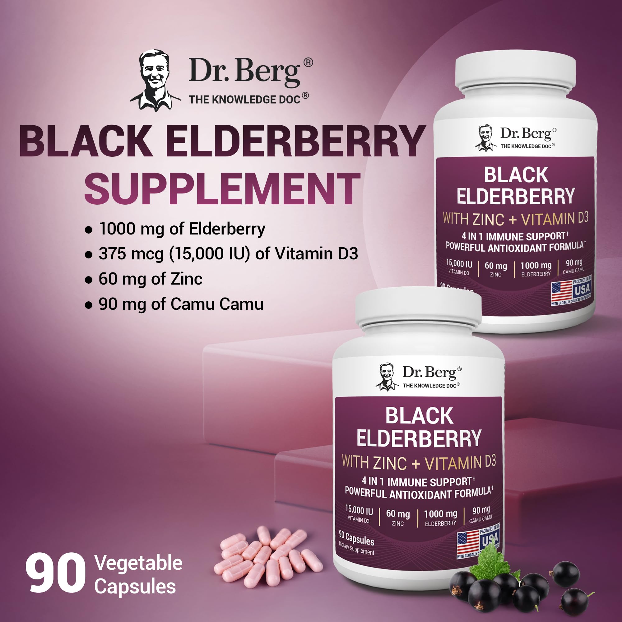 Dr. Berg bayas de saúco representando alto contenido antioxidante