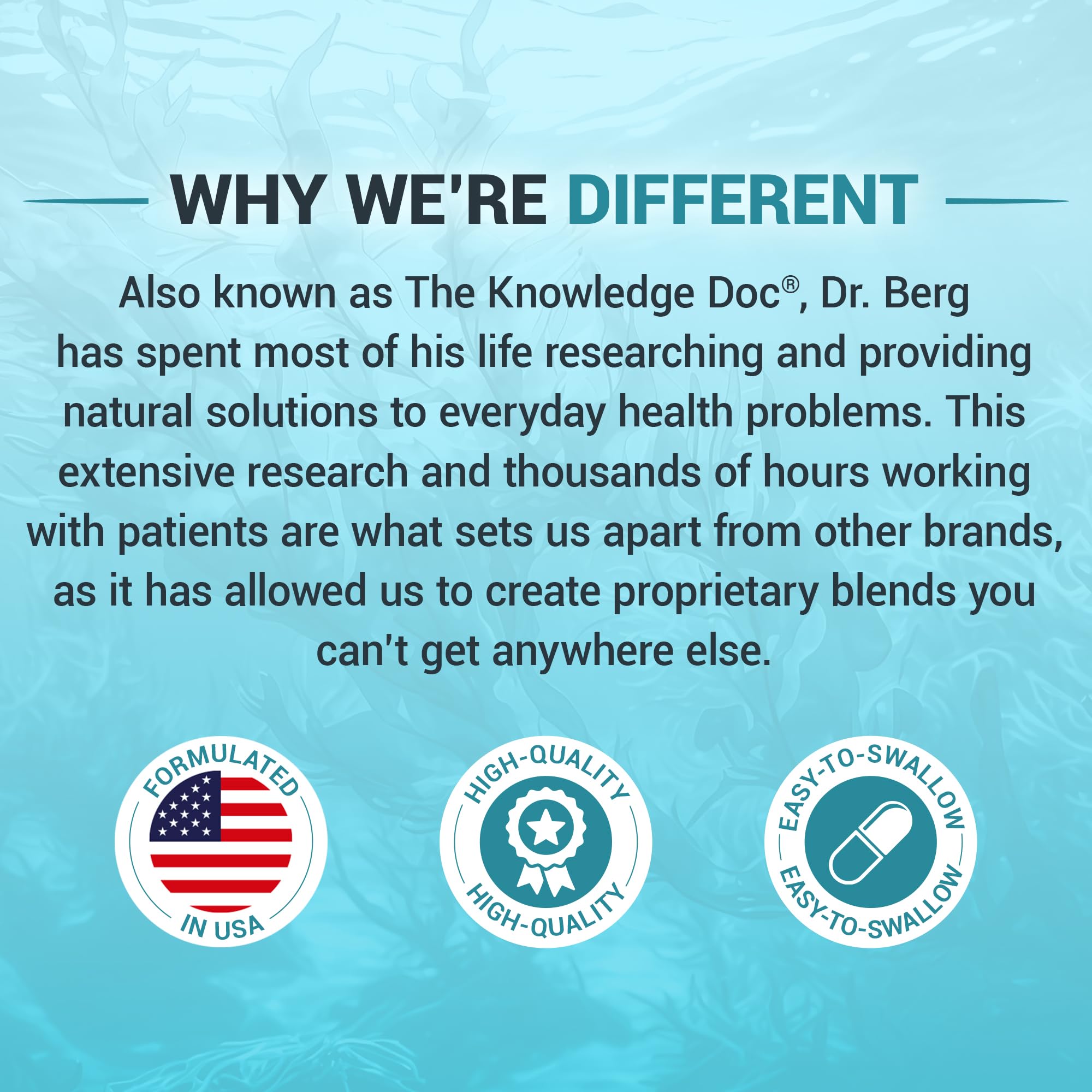 Dr. Berg Sea Kelp en entorno de estilo de vida saludable destacando conveniencia