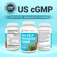 Dr. Berg Sea Kelp frasco abierto con cápsulas visibles para facilidad de uso