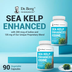 Dr. Berg Sea Kelp textura de algas secas ilustrando origen marino y pureza