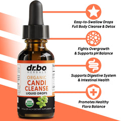 DR. BO close-up de etiqueta con ingredientes orgánicos y beneficios claros