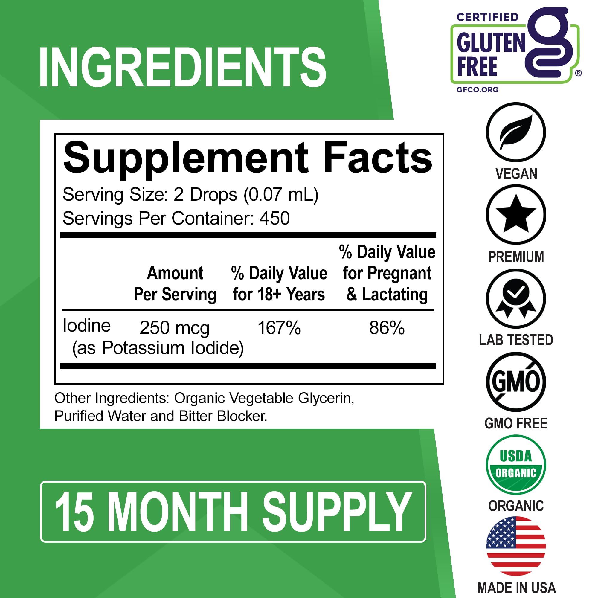 DR. BO etiqueta con certificaciones USDA Organic y Non-GMO para confianza del producto