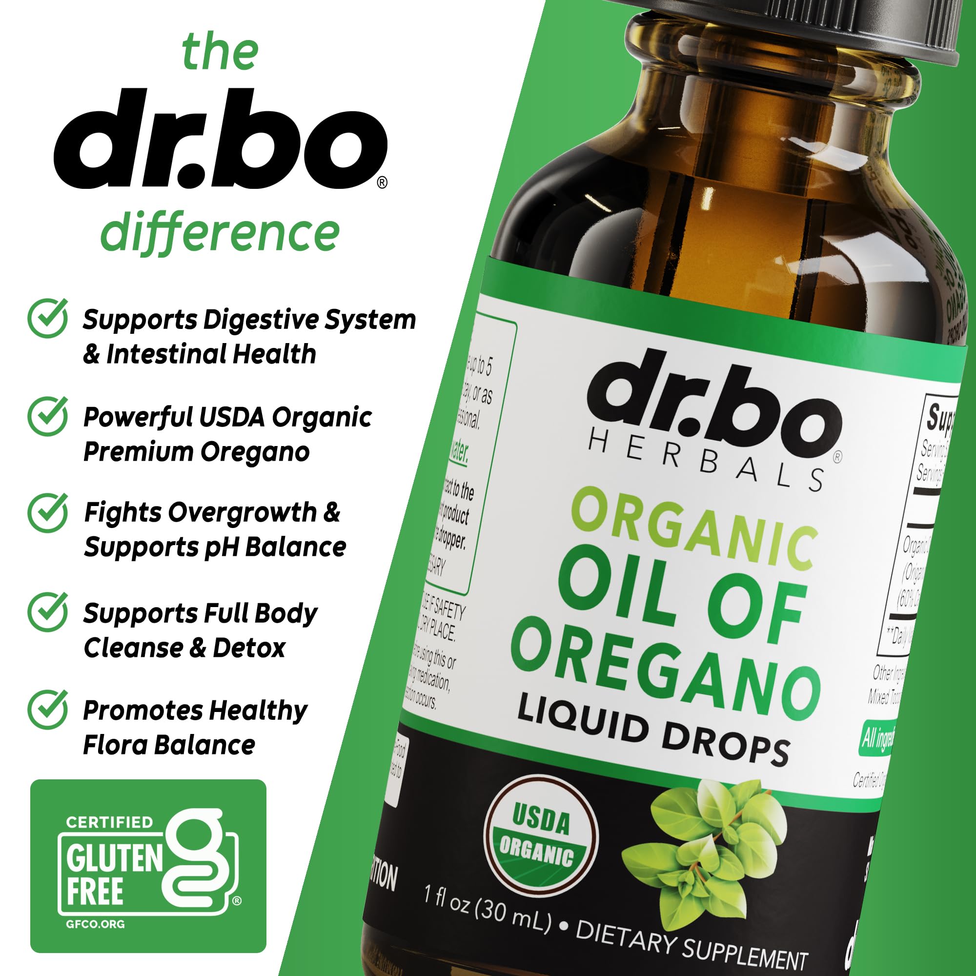 DR. BO etiqueta con sello USDA Organic, certificación clara